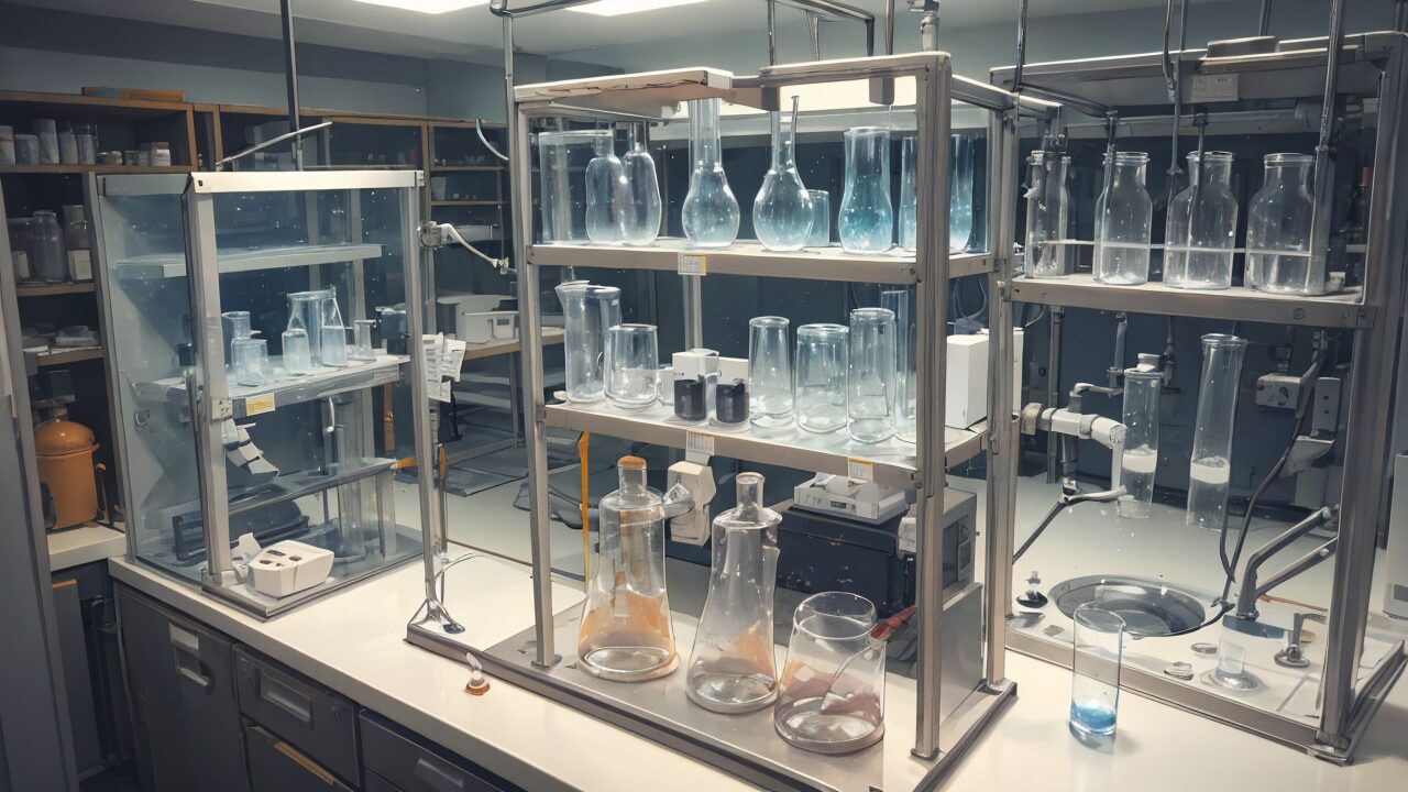 実験室・ガラス器・化学実験のイラスト素材