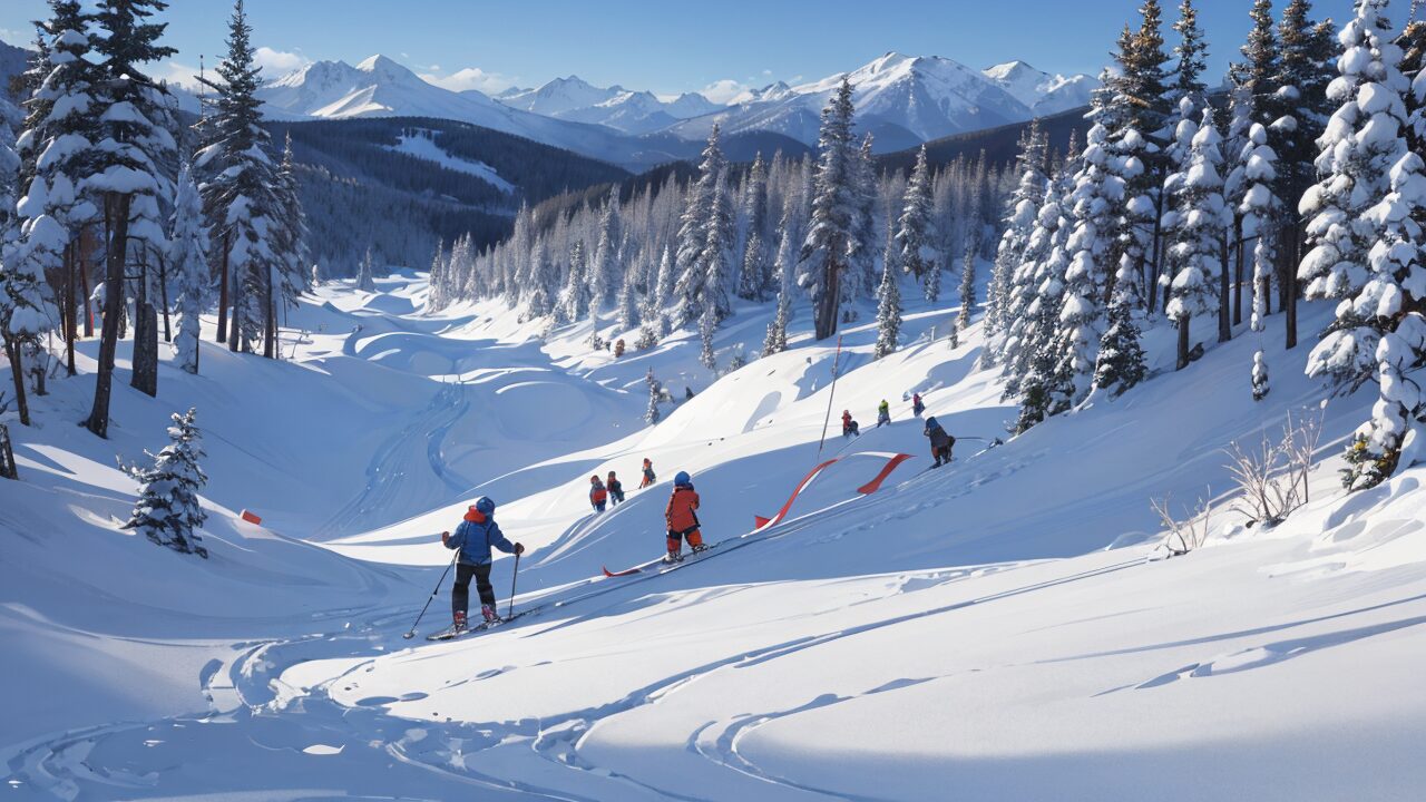 スキー・雪山・冬のレースのイラスト素材