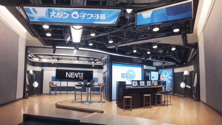 ニューススタジオ・現代スタジオ・テレビ放送のイラスト素材｜商用利用可