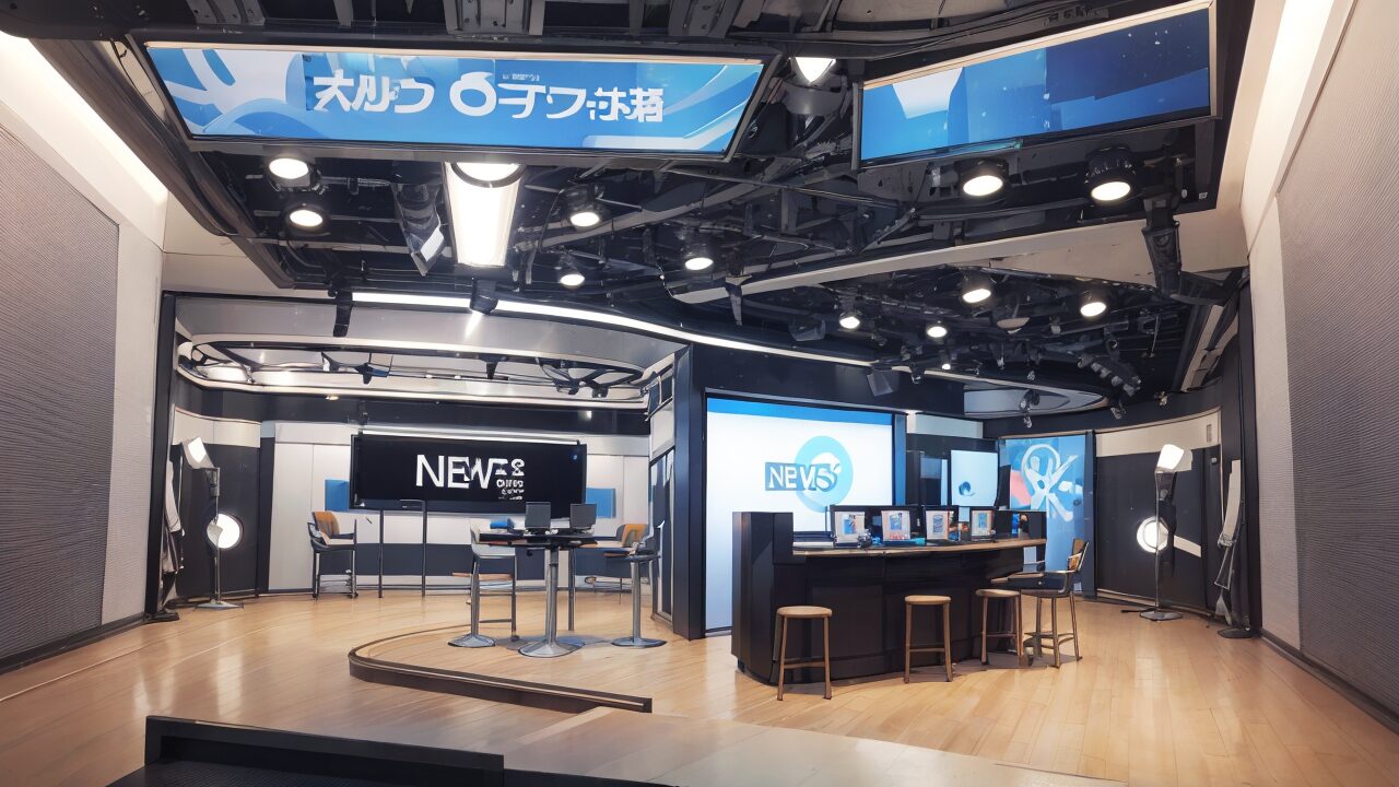 ニューススタジオ・現代スタジオ・テレビ放送のイラスト素材