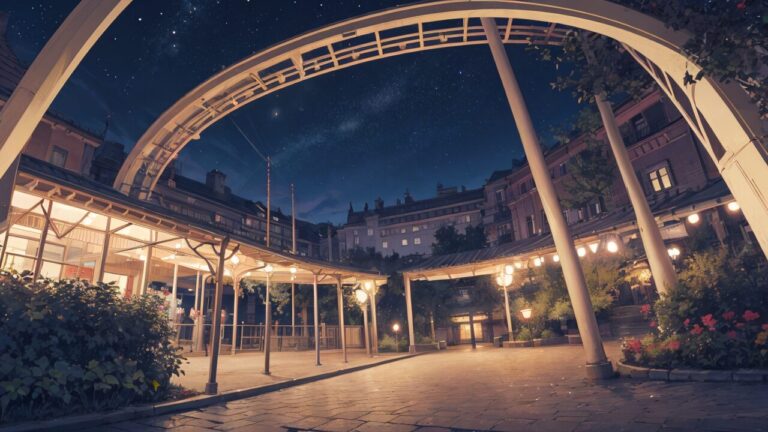 night_park・starry_sky・vintage_arkのイラスト素材｜商用利用可