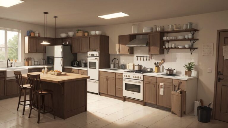 キッチン・木製キャビネット・日常のインテリアのイラスト素材｜商用利用可