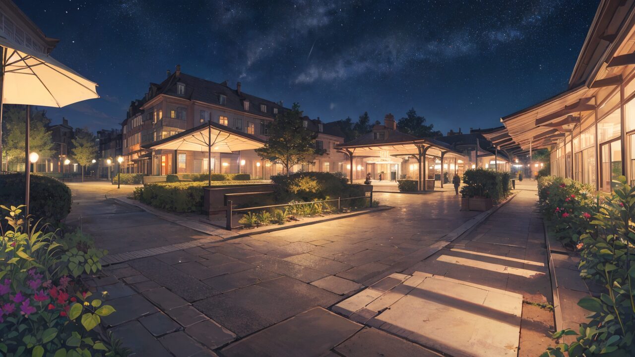 夜景・星空・ヨーロッパ風のイラスト素材