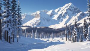 雪景色・冬山岳・クリスマスのイラスト素材｜商用利用可