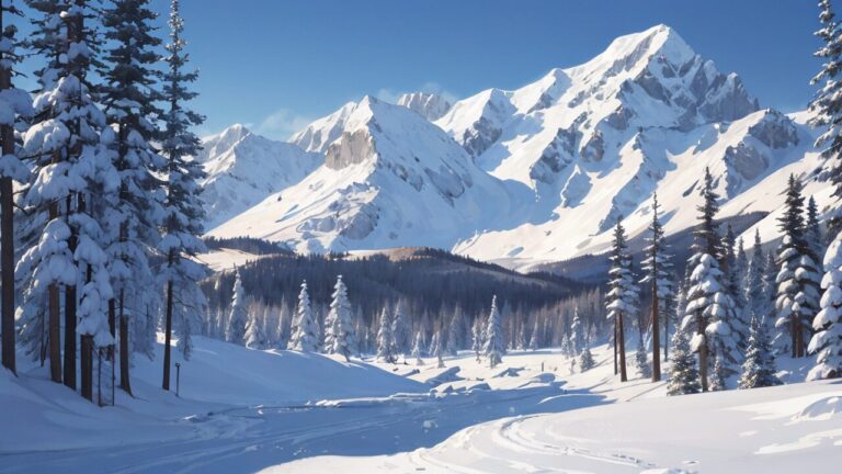 雪景色・冬山岳・クリスマスのイラスト素材｜商用利用可