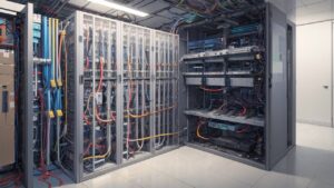 データセンター・サーバーラック・配線構成のイラスト素材｜商用利用可