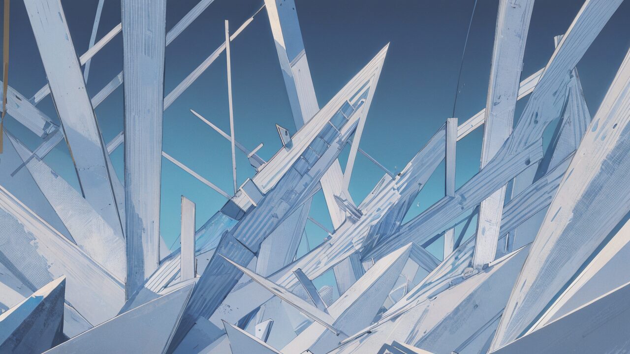 抽象構造・青白調・幾何学模様のイラスト素材