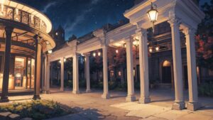 night_porch・vintage_colony・starry_skyのイラスト素材｜商用利用可