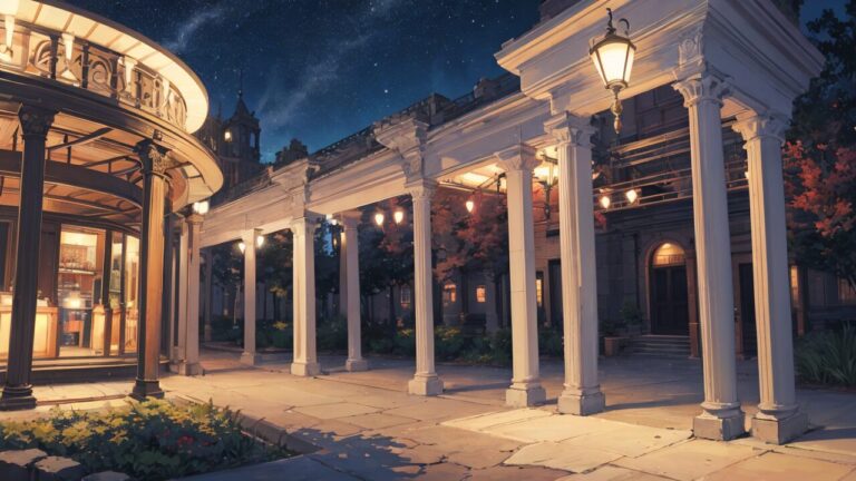 night_porch・vintage_colony・starry_skyのイラスト素材｜商用利用可