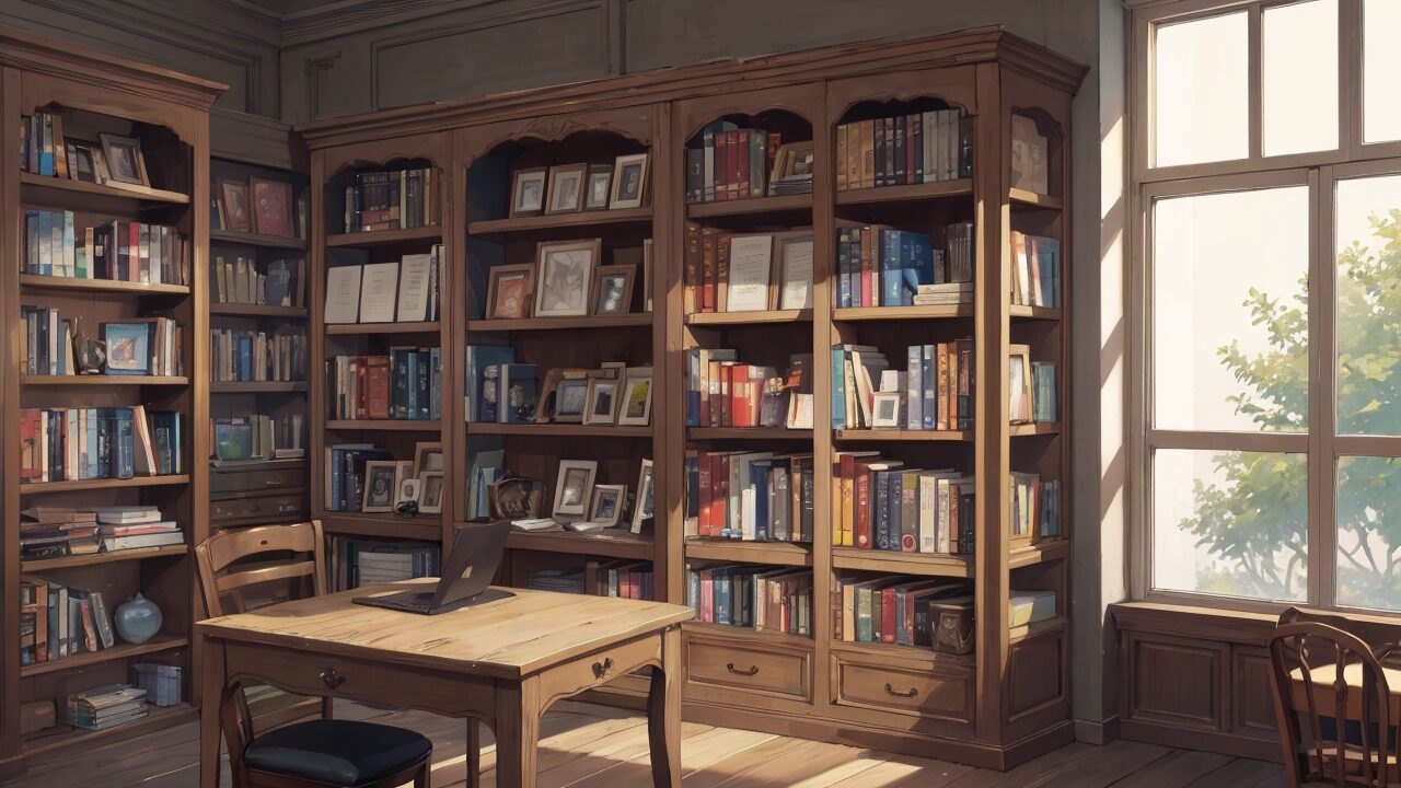 library・bookshelf・studyのイラスト素材