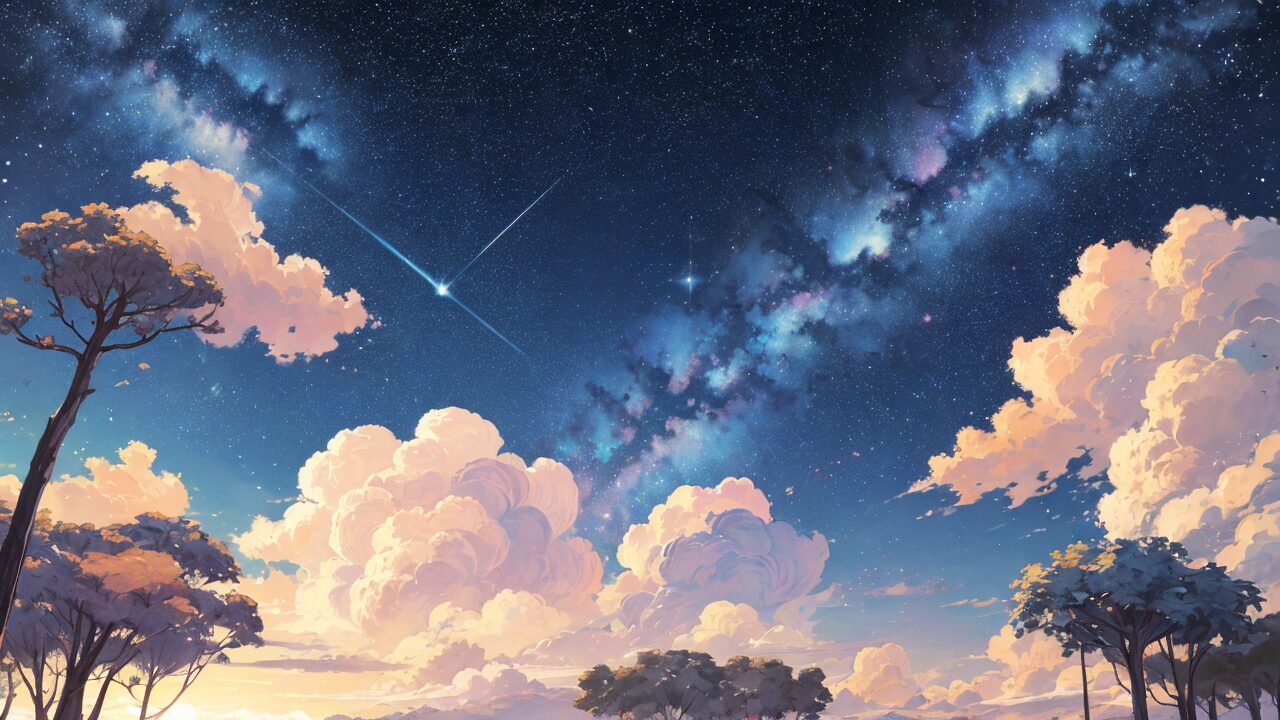 星空・雲・流星のイラスト素材