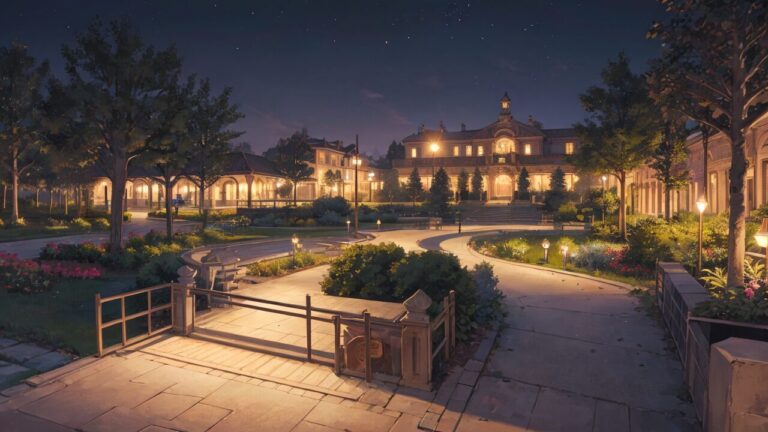 夜景・豪邸・庭園のイラスト素材｜商用利用可