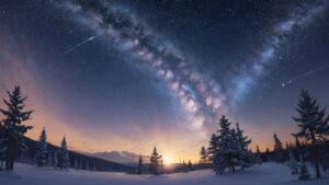 星空・雪景色・ミラクルルートのイラスト素材｜商用利用可