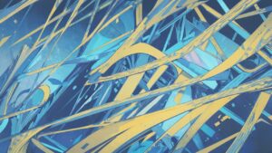 抽象アート・青黄配色・幾何学模様のイラスト素材｜商用利用可