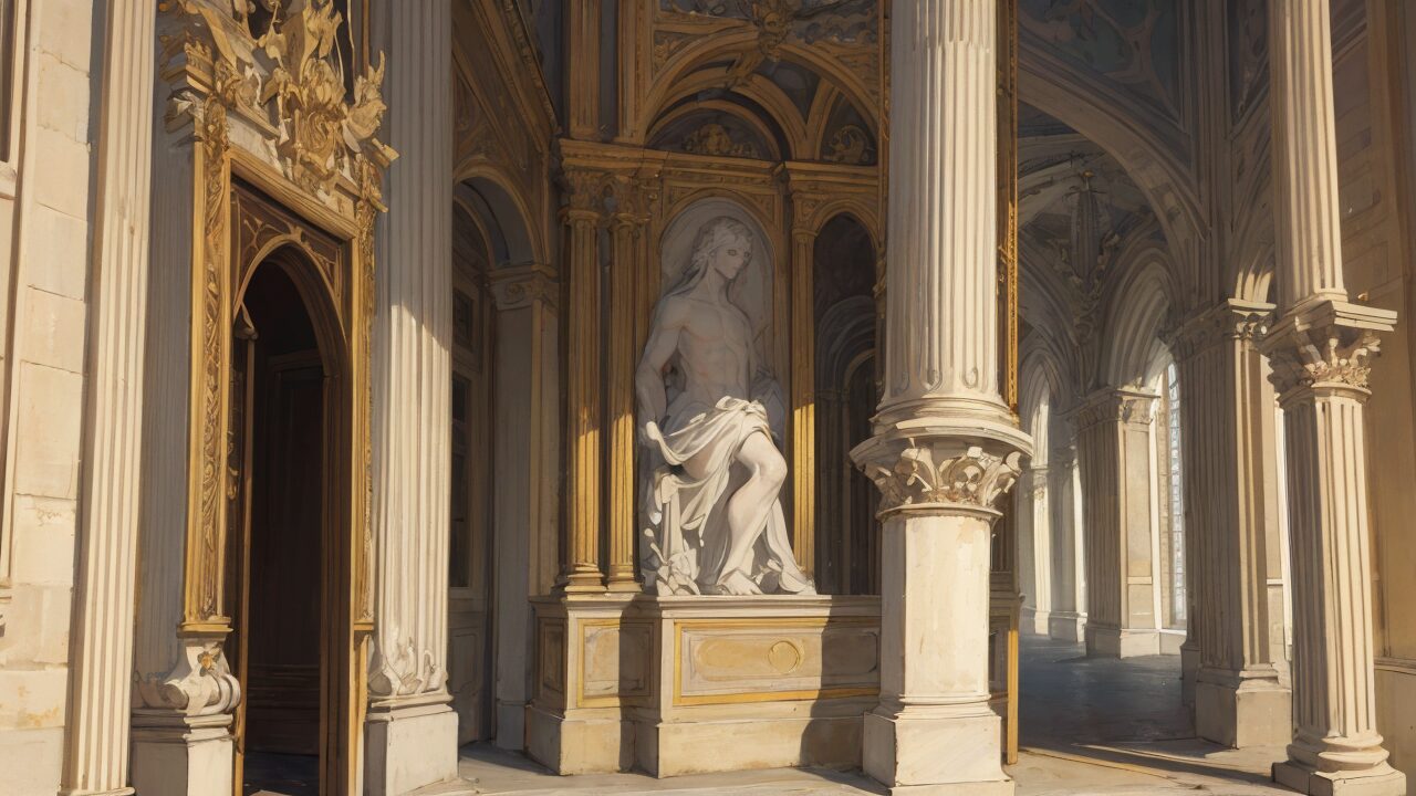 バロック建築・彫刻・荘厳な空間のイラスト素材