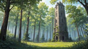 森の塔・古塔・自然の神秘のイラスト素材｜商用利用可