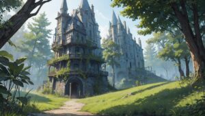 幻想の城・森の古き郷・幻想風のイラスト素材｜商用利用可