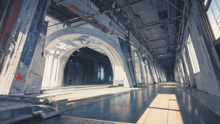 空の工場・工業風・アーケードのイラスト素材｜商用利用可