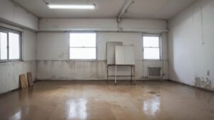 空き部屋・古びた室内・剥がれた壁のイラスト素材｜商用利用可