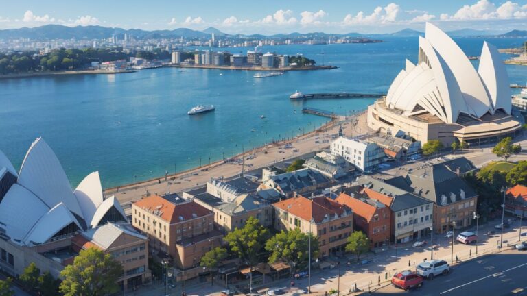 シドニー・オパールシティ・海沿岸都市のイラスト素材｜商用利用可