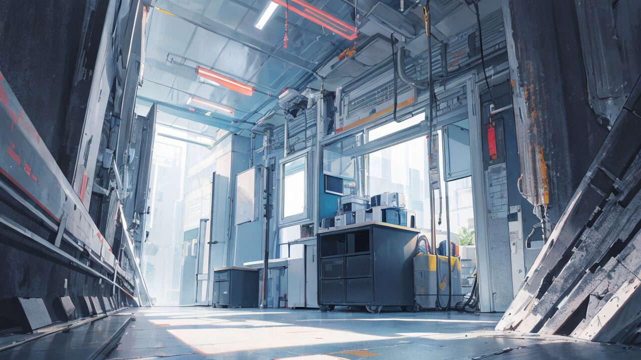 未来都市・メカニックル・工業施設のイラスト素材