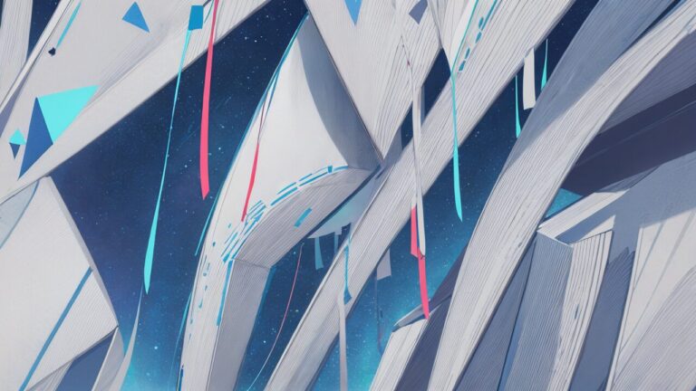 未来都市・幾何学的建築・星夜のイラスト素材｜商用利用可