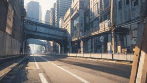 都市風景・高層ビル・空き道のイラスト素材｜商用利用可