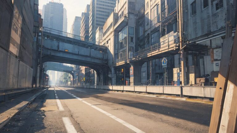 都市風景・高層ビル・空き道のイラスト素材｜商用利用可