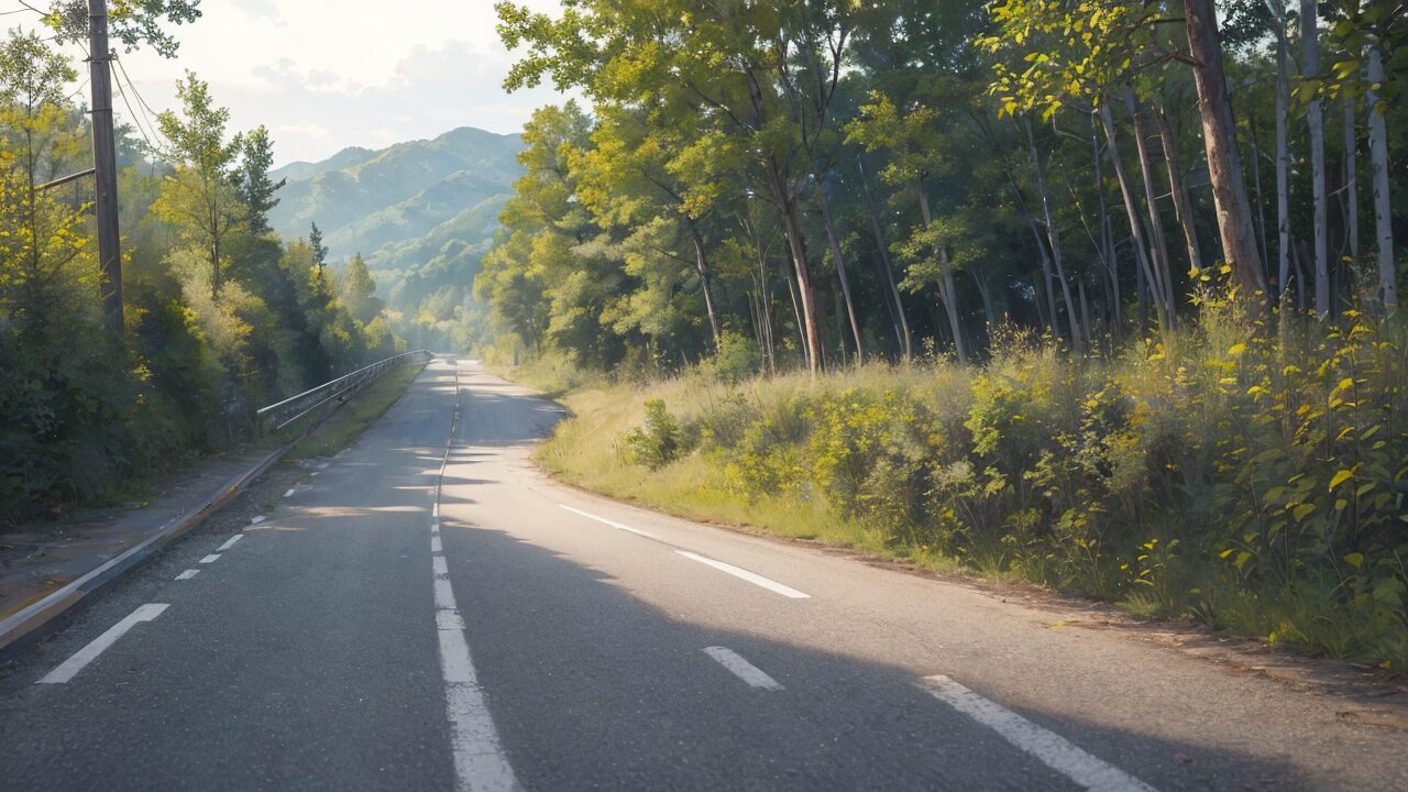 森の道・夏の午後・山道のイラスト素材