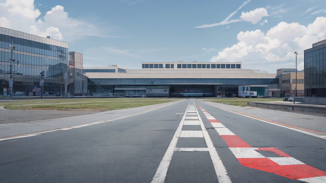 空港施設・広 field・都市景観のイラスト素材