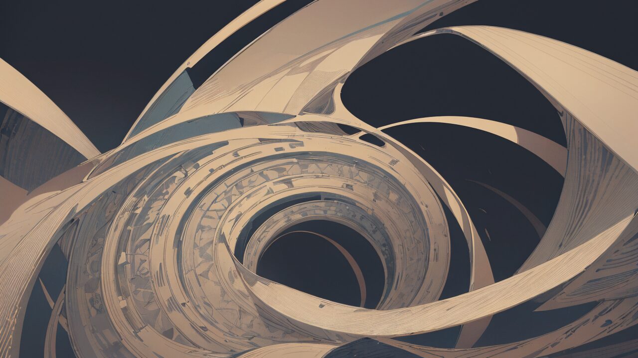 スパイラル・抽象芸術・現代建築のイラスト素材