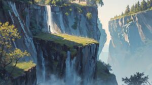 崖・滝・自然風景のイラスト素材｜商用利用可