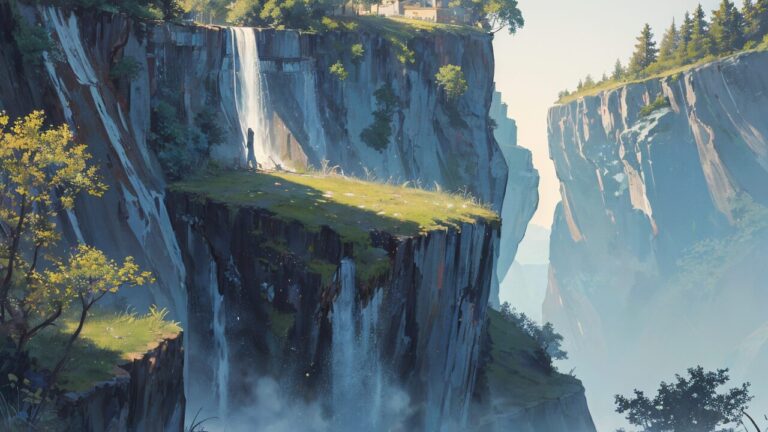 崖・滝・自然風景のイラスト素材｜商用利用可