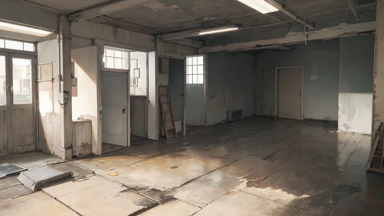 空き間・未修繕・古びた建物のイラスト素材