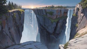 幻想的峡谷・巨大瀑布・自然奇观のイラスト素材｜商用利用可