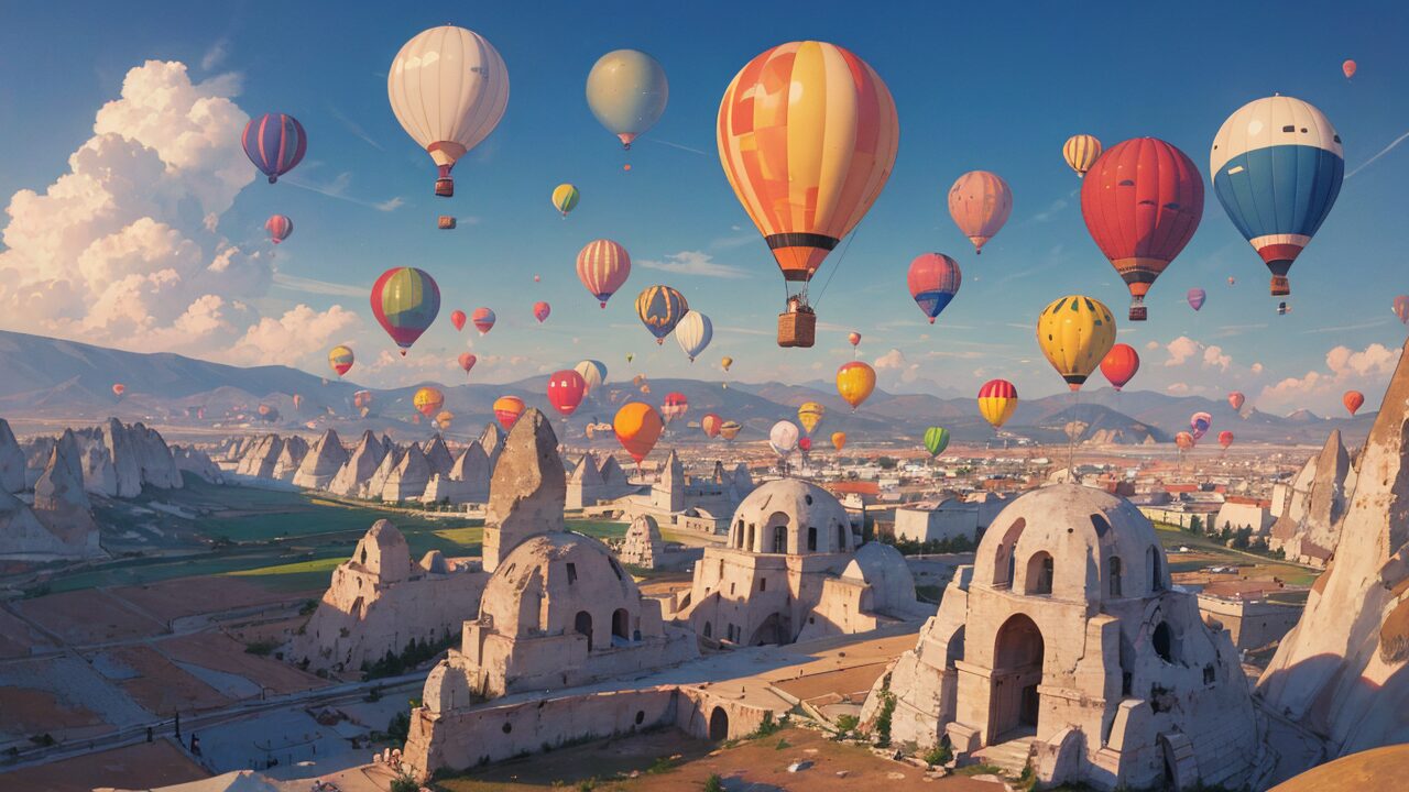 カプリチオ・トルコの空・古代遺跡のイラスト素材