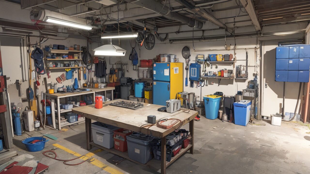 ワークショップ・工具置場・機械工場のイラスト素材