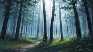 森・霧・小径のイラスト素材｜商用利用可