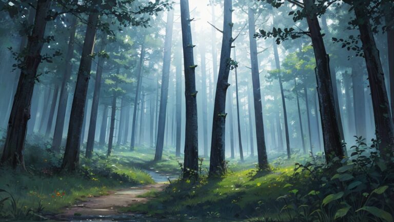 森・霧・小径のイラスト素材｜商用利用可