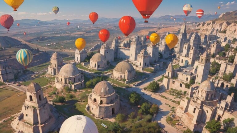 カーブドーム・熱気球・古代遺跡のイラスト素材｜商用利用可