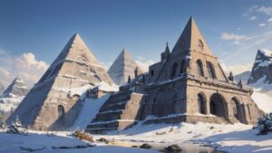 雪景色・古代遺跡・幻想的建築のイラスト素材｜商用利用可