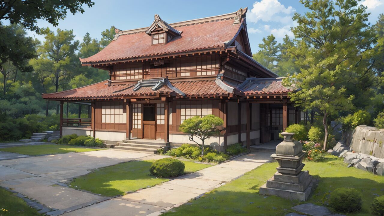 和風建築・日本庭園・伝統建築のイラスト素材