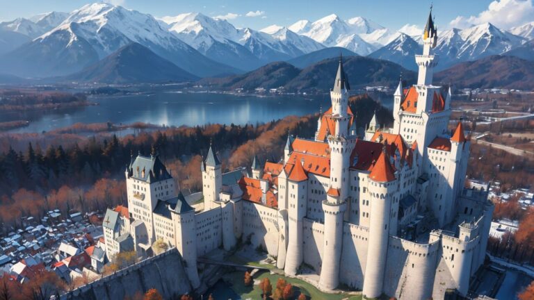 ニュルンベルク・中世城郭・スイス山岳景のイラスト素材｜商用利用可