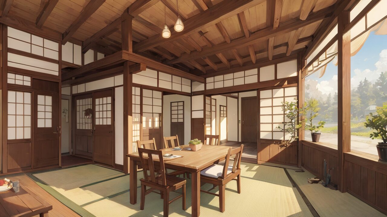 和室・木造建築・伝統日式のイラスト素材