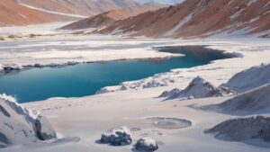 高原湖泊・雪山景色・冰川湖のイラスト素材｜商用利用可