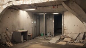 コンクリート構造・廃墟・暗い空間のイラスト素材｜商用利用可