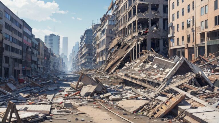 都市崩壊・瓦礫・災害のイラスト素材｜商用利用可