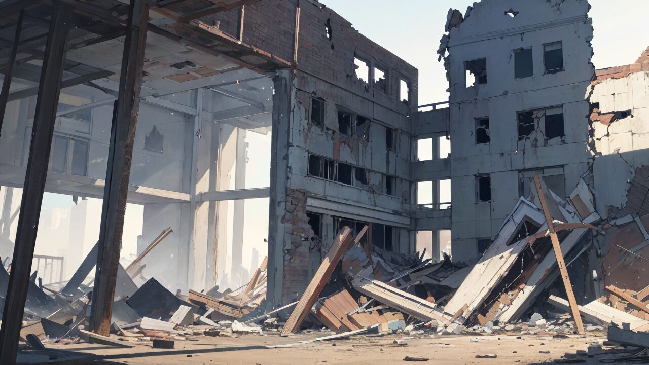 廃墟・戦争の痕・崩壊のイラスト素材