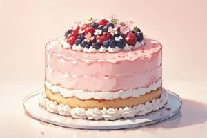 スイーツ・果実ケーキ・ピンクのイラスト素材｜商用利用可