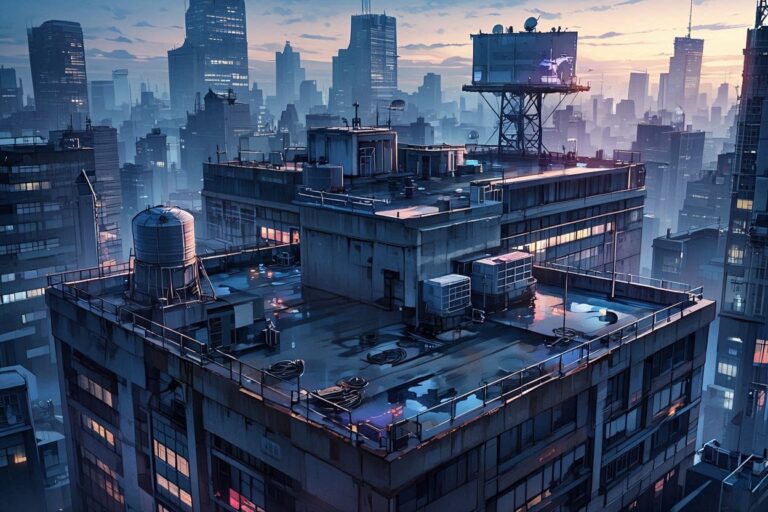 屋上・ビル・都市のイラスト素材｜商用利用可